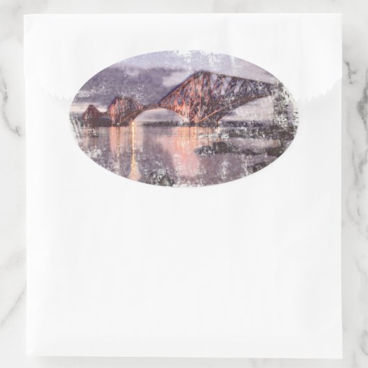 Sunset Firth of Forth Railway Bridge Ovale Sticker (Tas)
