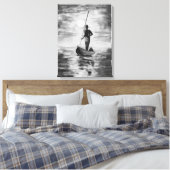 Sunset Fisherman Canvas Zwart wit schilderij Afdruk (Insitu (Slaapkamer))