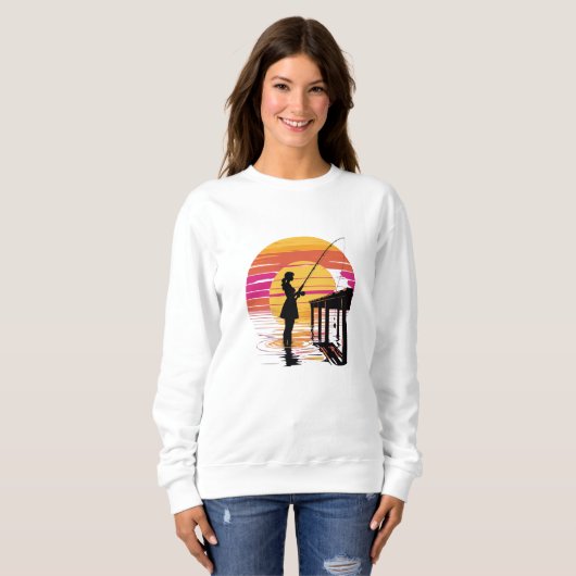 Sunset Fishing – Women’s Sweatshirt (Voorkant volledig)