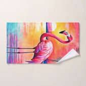 Sunset Flamingo Art Design Bad Handdoek (Handdoek)