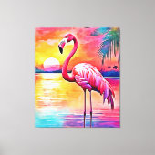 Sunset Flamingo Art Design Canvas Afdruk (Voorkant)