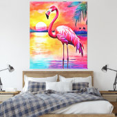 Sunset Flamingo Art Design Canvas Afdruk (Insitu (Slaapkamer))