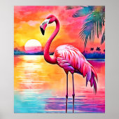 Sunset Flamingo Art Design Poster (Voorkant)