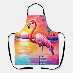 Sunset Flamingo Art Design Schort