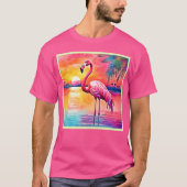 Sunset Flamingo Art Design T-shirt (Voorkant)