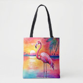 Sunset Flamingo Art Design Tote Bag (Voorkant)