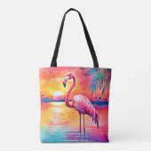 Sunset Flamingo Art Design Tote Bag (Achterkant)