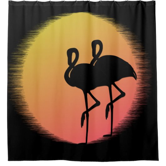 Sunset Flamingos Douchegordijn (Voorkant)