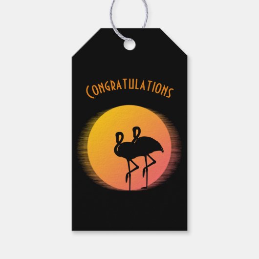 Sunset Flamingos Event Label Cadeaulabel (Voorkant)