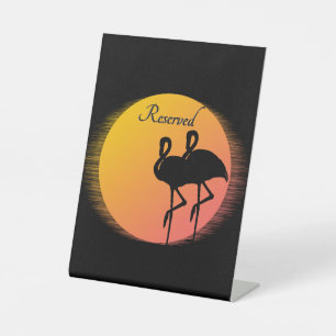 Sunset Flamingo's gereserveerd Reclamebord Met Voetstuk