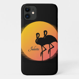 Sunset Flamingo's met persoonlijke naam Case-Mate iPhone Case