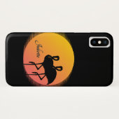 Sunset Flamingo's met persoonlijke naam Case-Mate iPhone Case (Achterkant (horizontaal))