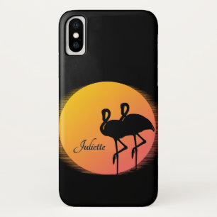 Sunset Flamingo's met persoonlijke naam Case-Mate iPhone Case