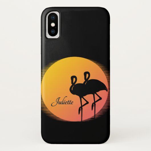 Sunset Flamingo's met persoonlijke naam Case-Mate iPhone Case (Achterkant)