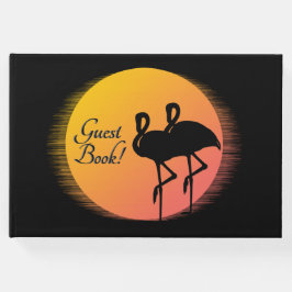 Sunset Flamingo's met persoonlijke naam Gastenboek