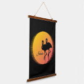 Sunset Flamingo's met persoonlijke naam Hangend Wandkleed (Gebogen)