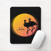 Sunset Flamingo's met persoonlijke naam Muismat (Met muis)