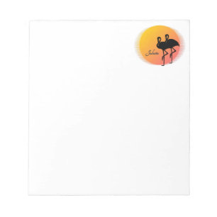 Sunset Flamingo's met persoonlijke naam Notitieblok