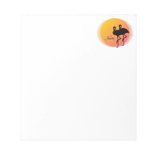 Sunset Flamingo's met persoonlijke naam Notitieblok (Voorkant)