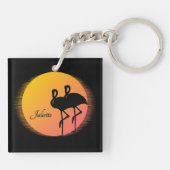 Sunset Flamingo's met persoonlijke naam Sleutelhanger (Achterkant)