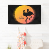 Sunset Flamingo's met persoonlijke naam Spandoek (Insitu)