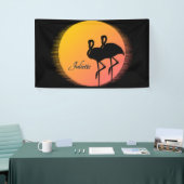 Sunset Flamingo's met persoonlijke naam Spandoek (Beurs)