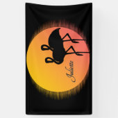 Sunset Flamingo's met persoonlijke naam Spandoek (Verticaal)