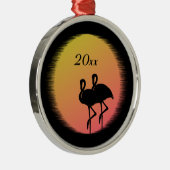 Sunset Flamingos Metalen Ornament (Rechts)