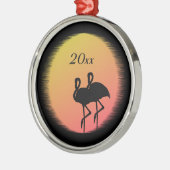 Sunset Flamingos Metalen Ornament (Links)