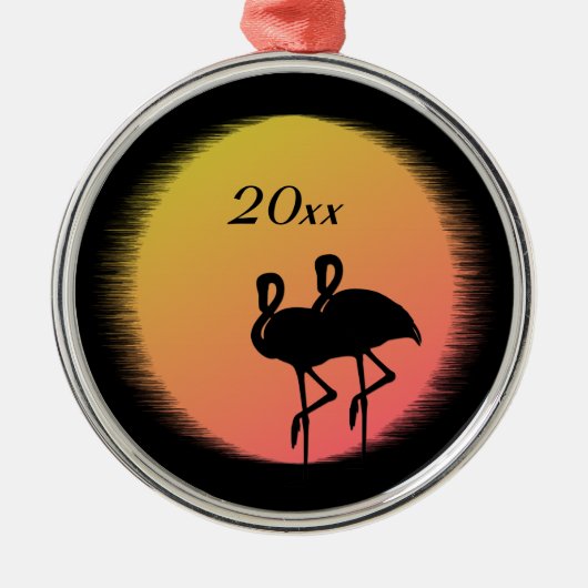 Sunset Flamingos Metalen Ornament (Voorkant)