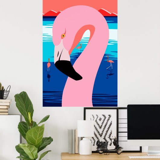 Sunset Flamingos Poster (Thuiskantoor)