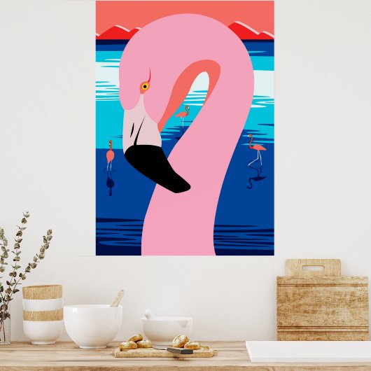 Sunset Flamingos Poster (Keuken)