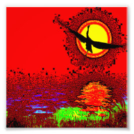 Sunset Flight – Vibrant Art Print Foto Afdruk
