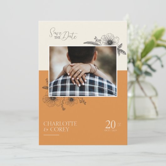 Sunset Floral Save The Date (Staand voorkant)