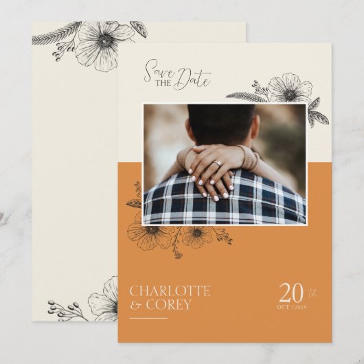 Sunset Floral Save The Date (Voorkant / Achterkant)