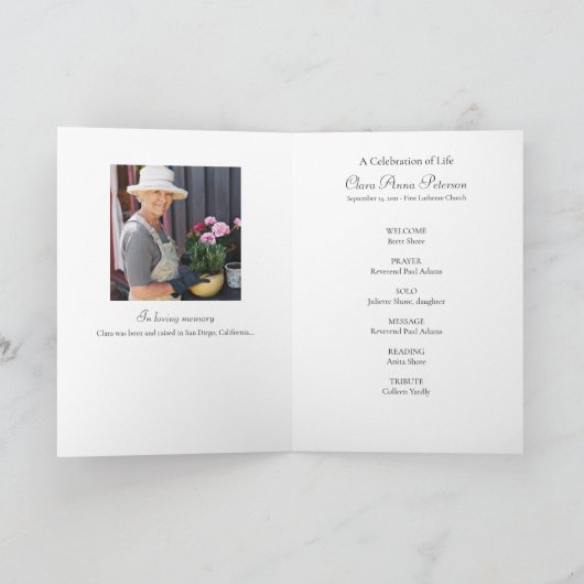 Sunset Florals Celebration of Life Programme Programma (Binnen)