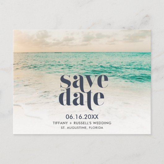 Sunset Florida Beach Bruiloft Save the Date Aankondigingskaart (Voorkant)