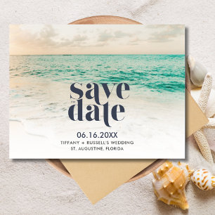 Sunset Florida Beach Bruiloft Save the Date Aankondigingskaart