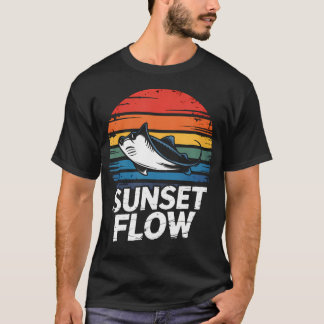 Sunset Flow Stingray Retro Strepen Kustavontuur T-shirt