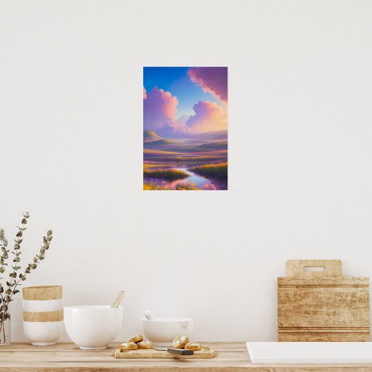 Sunset Flower Field Poster (Keuken)