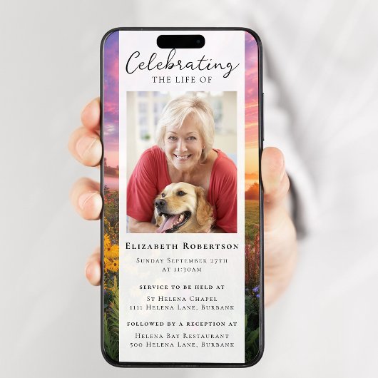 Sunset Flowers Fotobegrafenis Digitale Editie Kaart