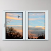 Sunset Flying Bird White 2 Pane Window Lighting Poster (Voorkant)