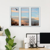 Sunset Flying Bird White 3 Pane Window Lighting Poster (Thuiskantoor)