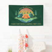 Sunset Forest Camping Groen Aangepaste Familie Reü Spandoek (Insitu)