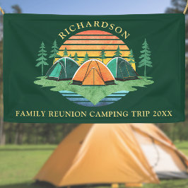 Sunset Forest Camping Groen Aangepaste Familie Reü Spandoek