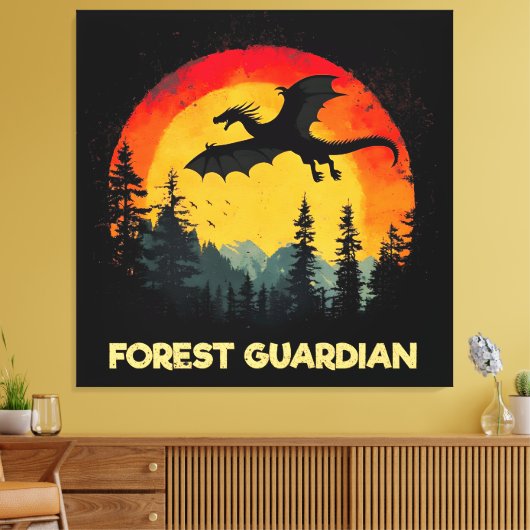 Sunset Forest Dragon Canvas Afdruk (Insitu (Woonkamer))
