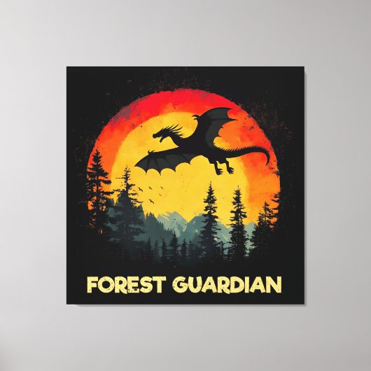  Sunset Forest Dragon Canvas Afdruk (Voorkant)