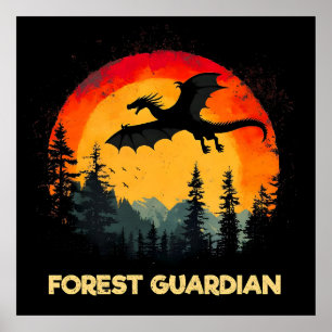  Sunset Forest Dragon Poster