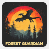  Sunset Forest Dragon Vierkante Sticker (Voorkant)