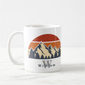 Sunset Forest Drawing Beauful Monogram Hiker Koffiemok (Links)